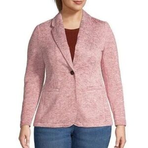 NWOT Lands’ End Heather Pink Knit Fleece Blazer Jacket - 1X (16W or 18W)